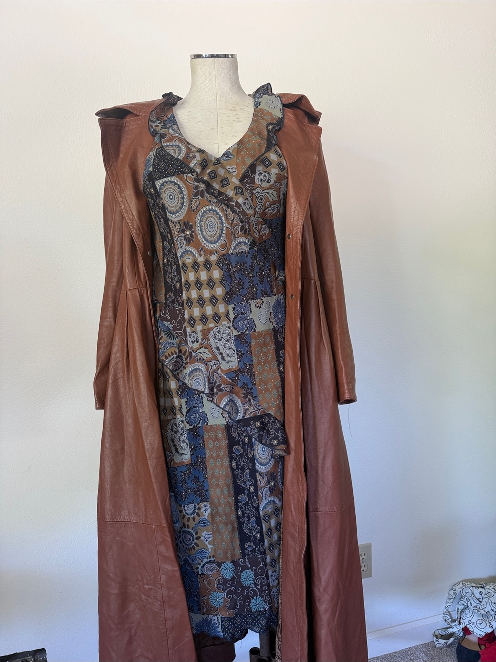 Y2K Believe Designs Patchwork Dress M floral geometric designs v neck